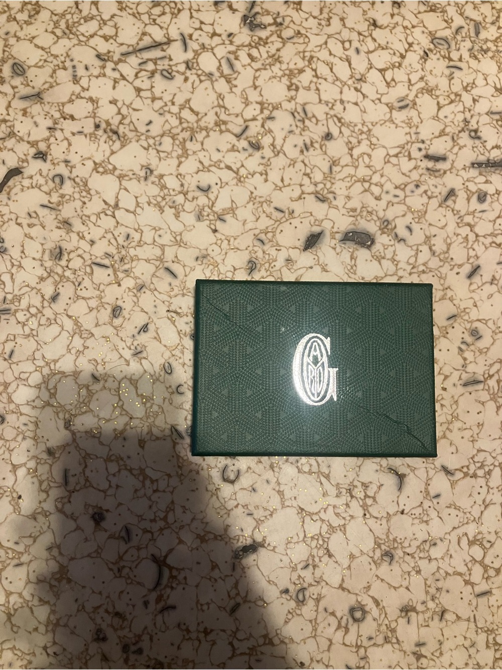 Goyard Dark Green Leather Card Holder with Silver Monogram